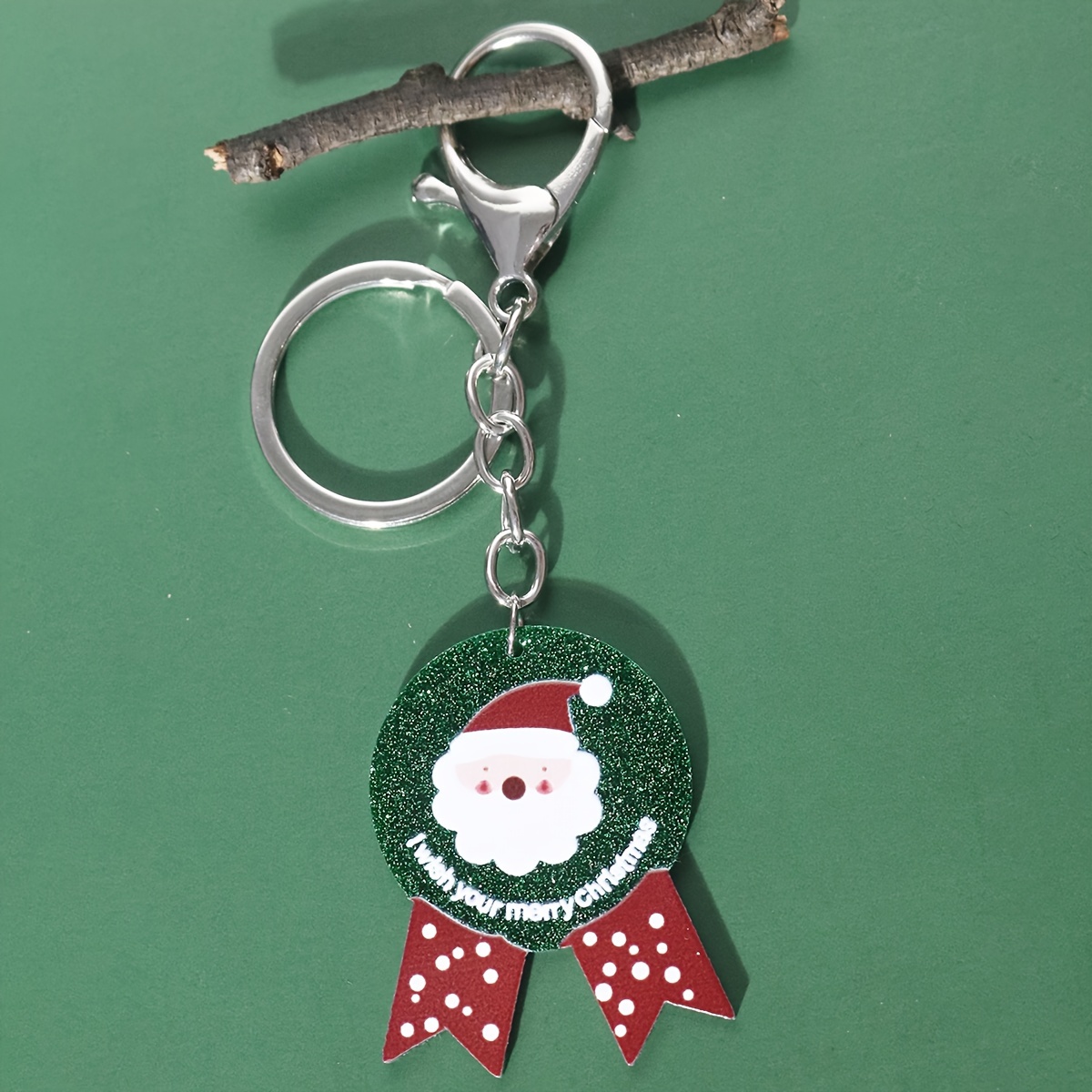 1pc Vintage Silver Alloy Christmas Tree Decoration Pendant With Santa Claus  Keychain And Christmas Decorative Accessories