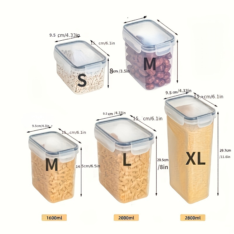4 Recipientes Herméticos Almacenamiento Alimentos - Temu