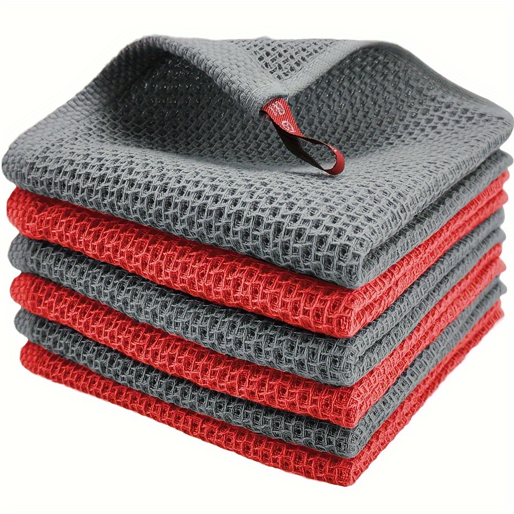 2 6 8pcs dish cloth waffle weave cotton dishcloths honeycomb kitchen towels absorbent quick dry tea towels multi purpose cleaning cloths for restaurant and home kitchen kitchen supplies