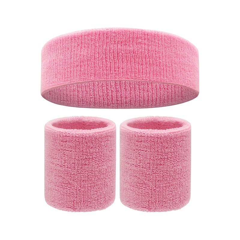 3 Pieces Sweatband Set Sports Headband Wristband Set - Temu