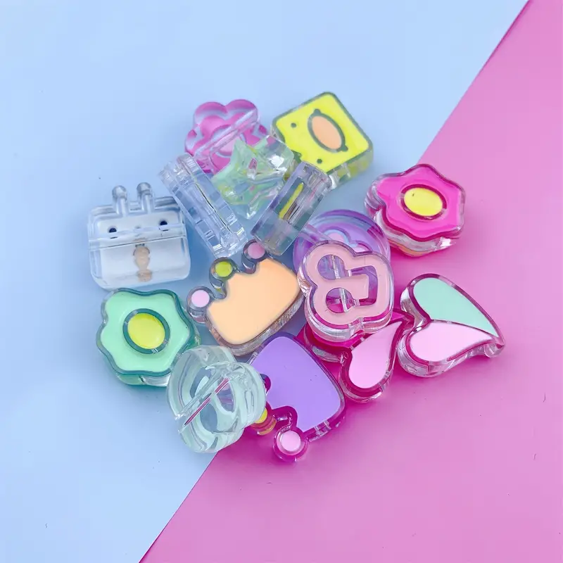 10pcsdiy Acrylic Clear Color Dripper Love Heart Flowers And - Temu