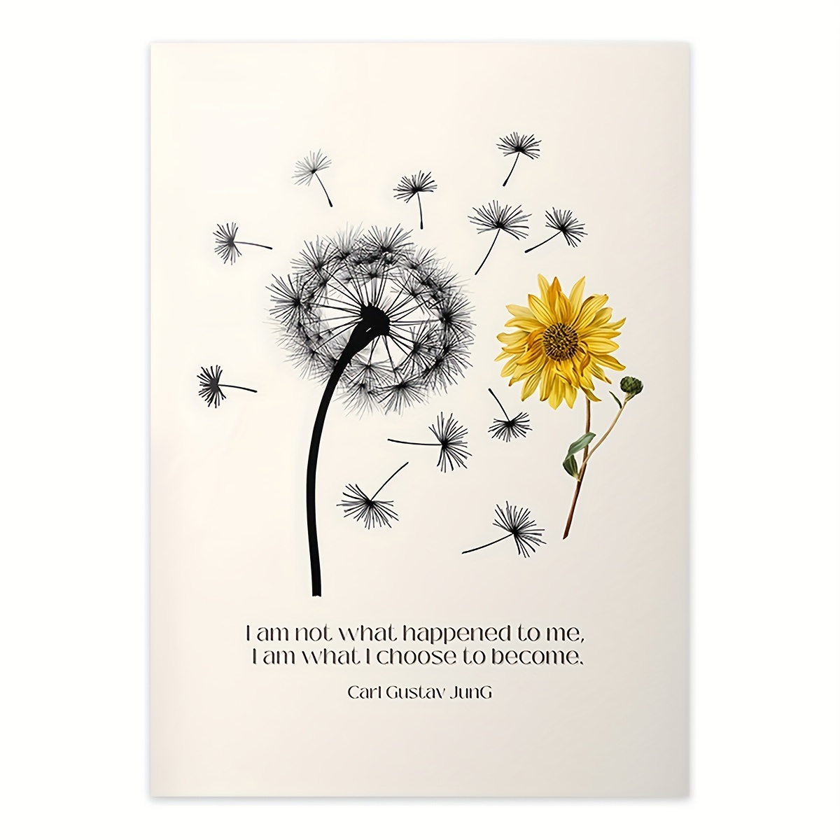 

1pc Carl Jung Quote, Flower Mental Health Print Canvas, Therapist Wall Art Paintings, Psychologist Office Wall Decor, Dandelion Sunflower Wall Art, Home Decor