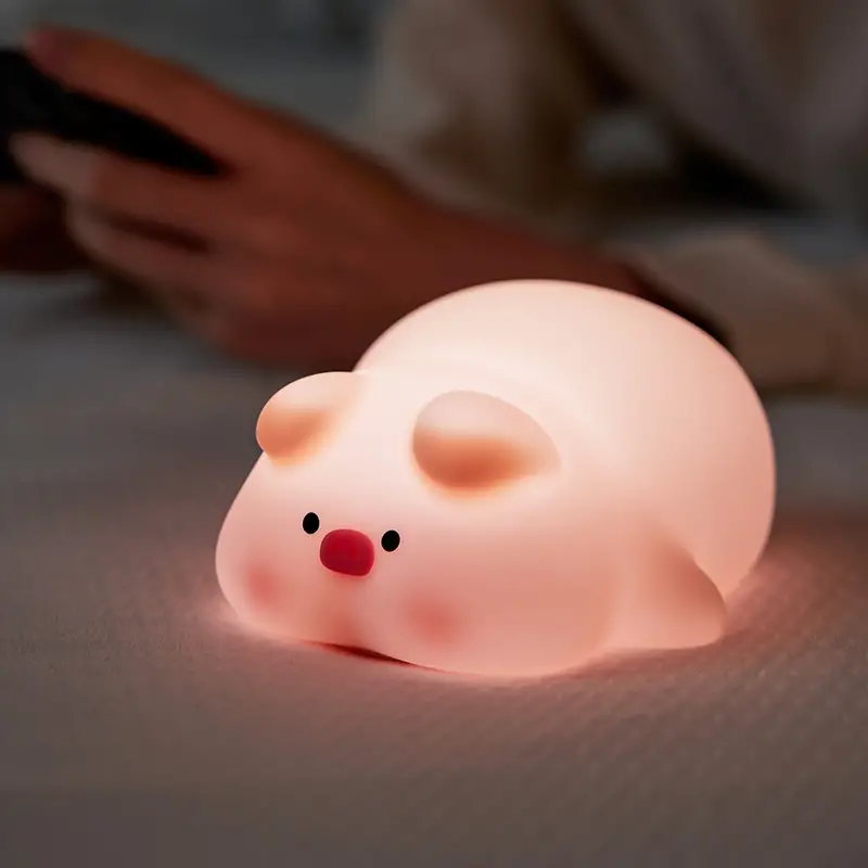 Silicone Night Light Piggy Pat Lamp Accompanying Sleeping Induction USB Rechargeable Bedroom Sleeping Bedside Lamp For Boys And Girls Friend Girlfrien