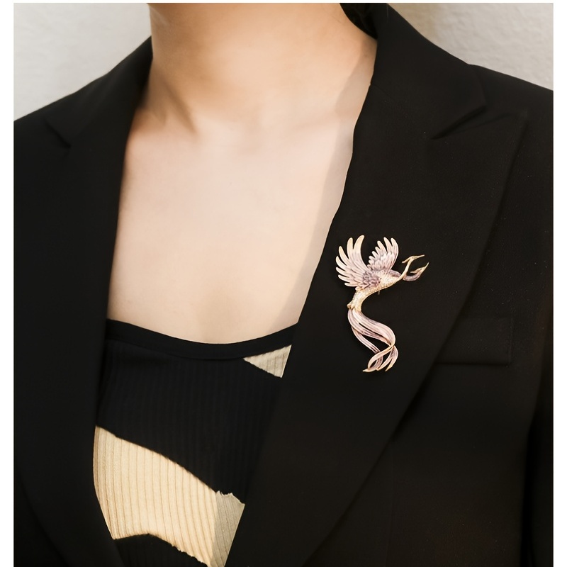 Flying Two Headed Gradient Phoenix Bird Brooch