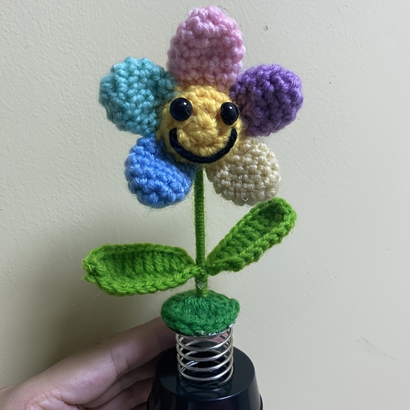 Crochet Pea Shooter Bobblehead Car Accessories, Car Plant