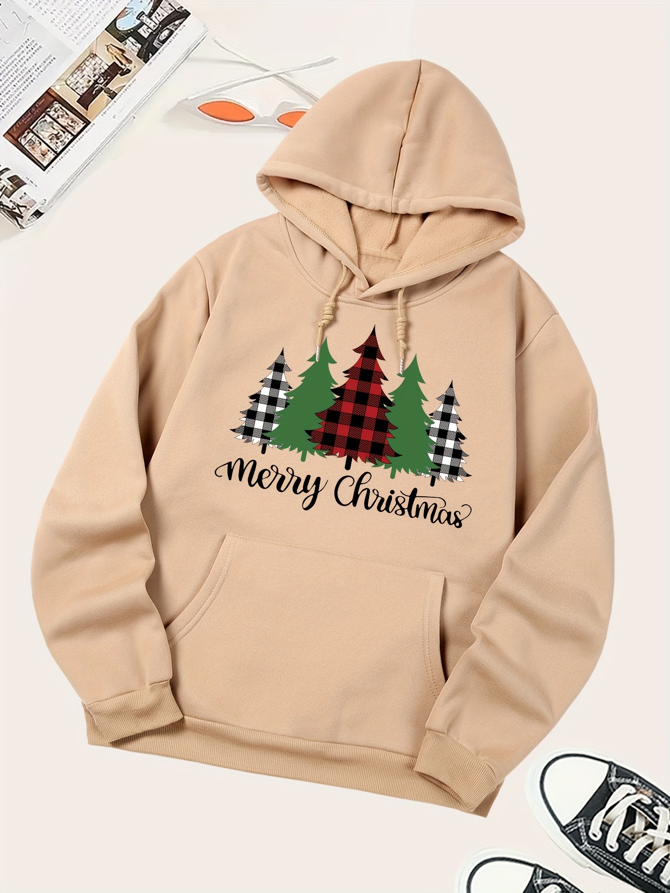 Sudadera Capucha Estampada Patrón Feliz Navidad Sudaderas - Temu Mexico