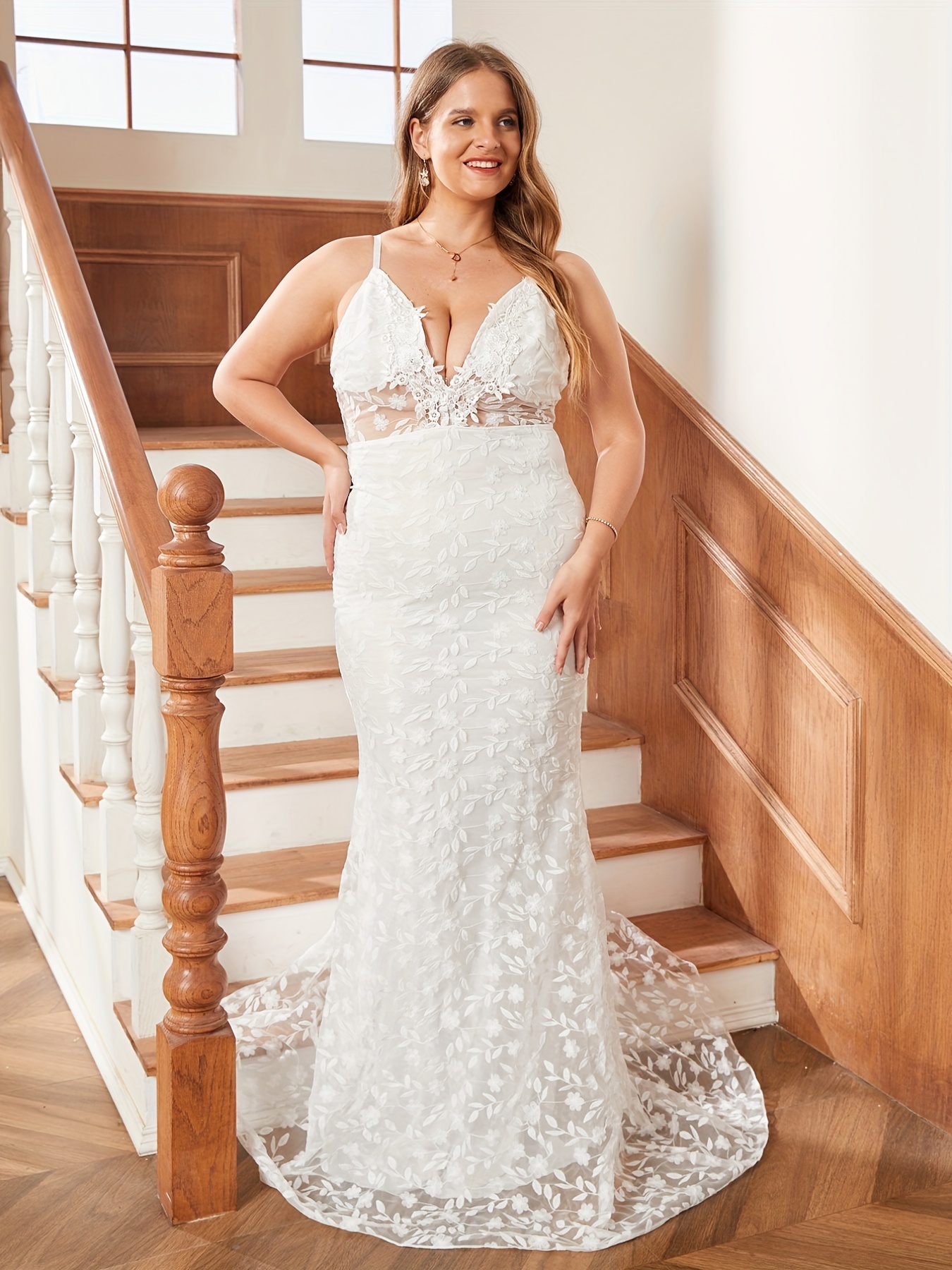 MARILYN LWV10 Calf Ankle Length, Plus Size Tea Length Wedding Dress In