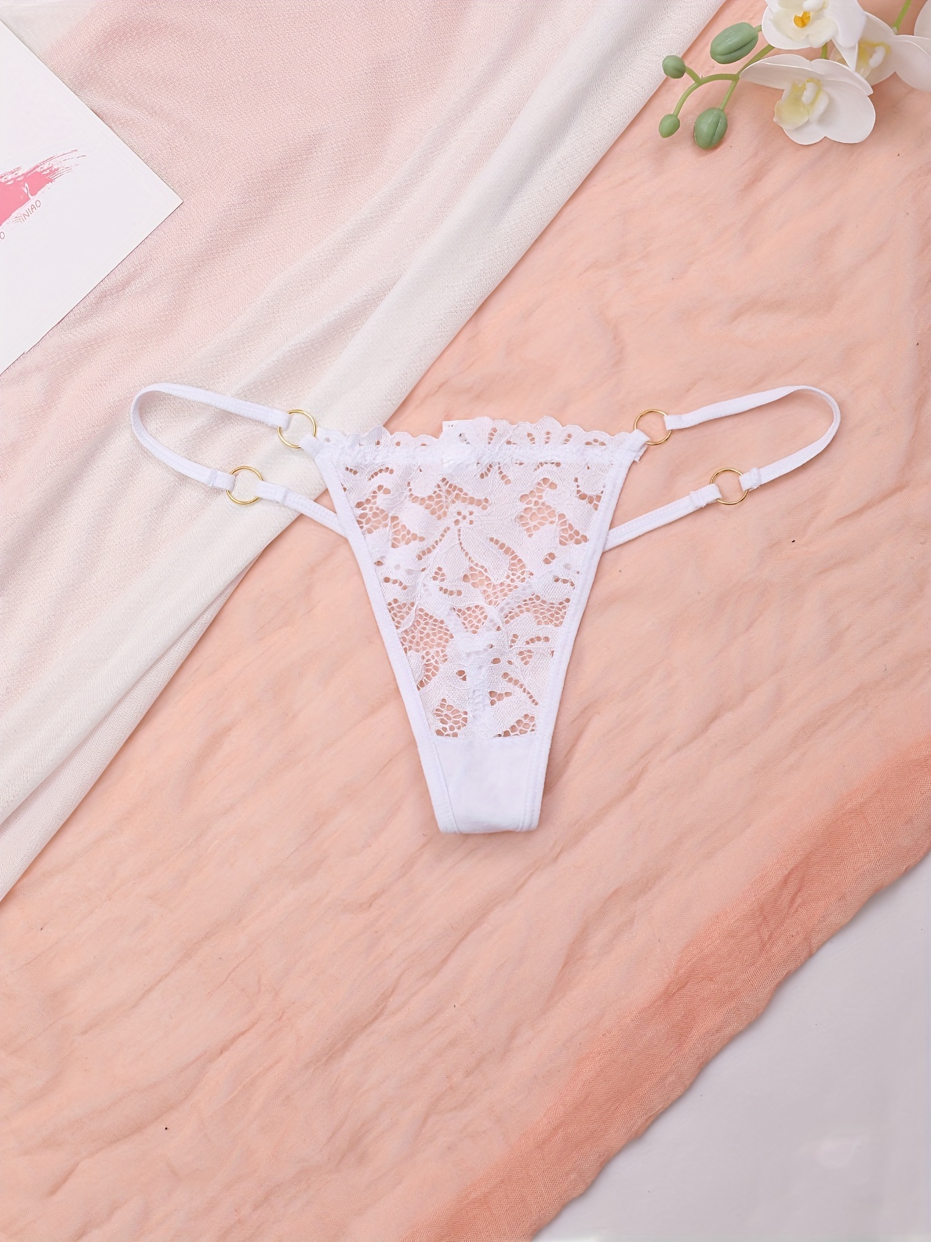 CJHDYM Women Sexy Lace Thongs Underwear with Leg Ring Set, Cute Girls  Hipster Panties Ladies Underwear Underpants Lingerie : : Clothing