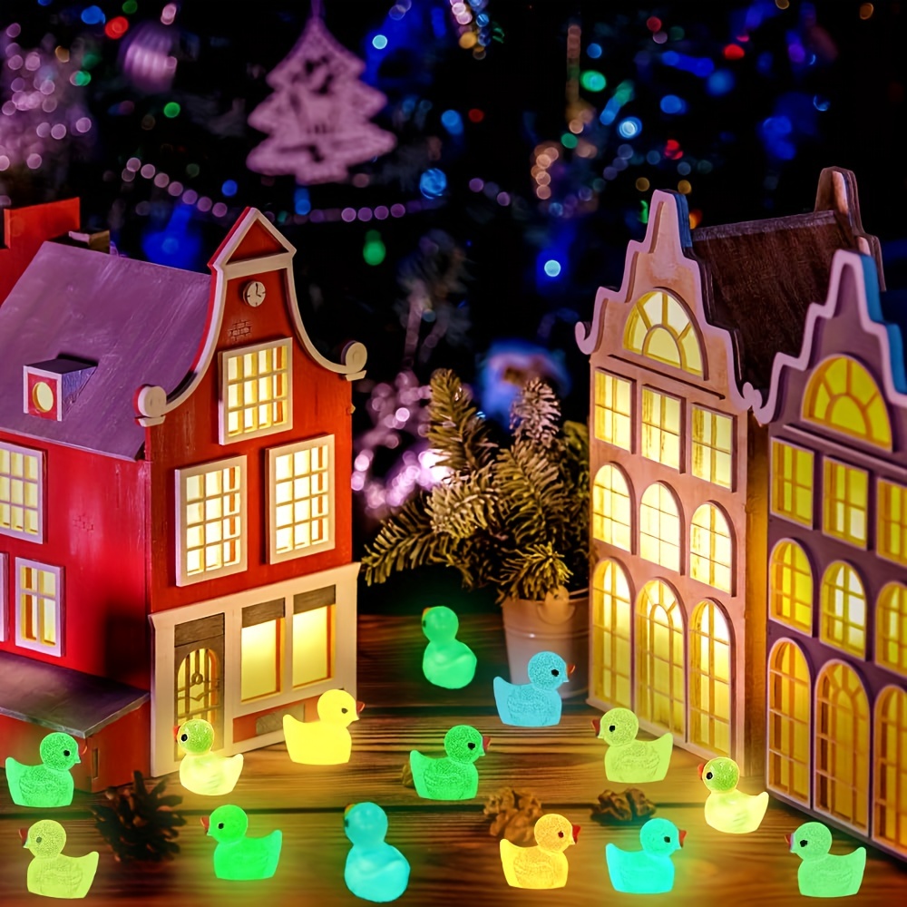 10PCS Mini Luminous Resin Ducks Glow in The Dark Miniature Ornament Tiny  Duck Ts