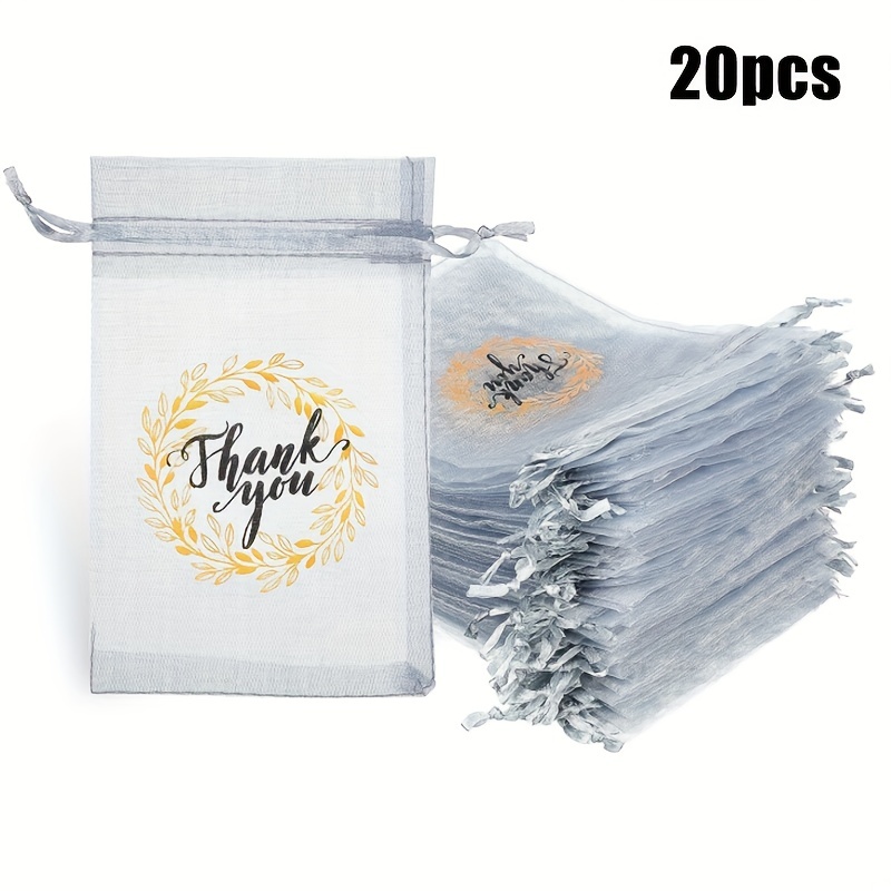 Thank Bags Grey Sheer Organza Bags Small Jewelry Present - Temu