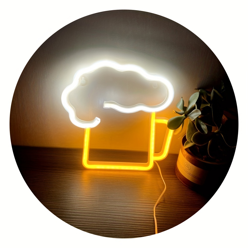 Double Cups Neon Sign For Wall Decor Dimmable White - Temu