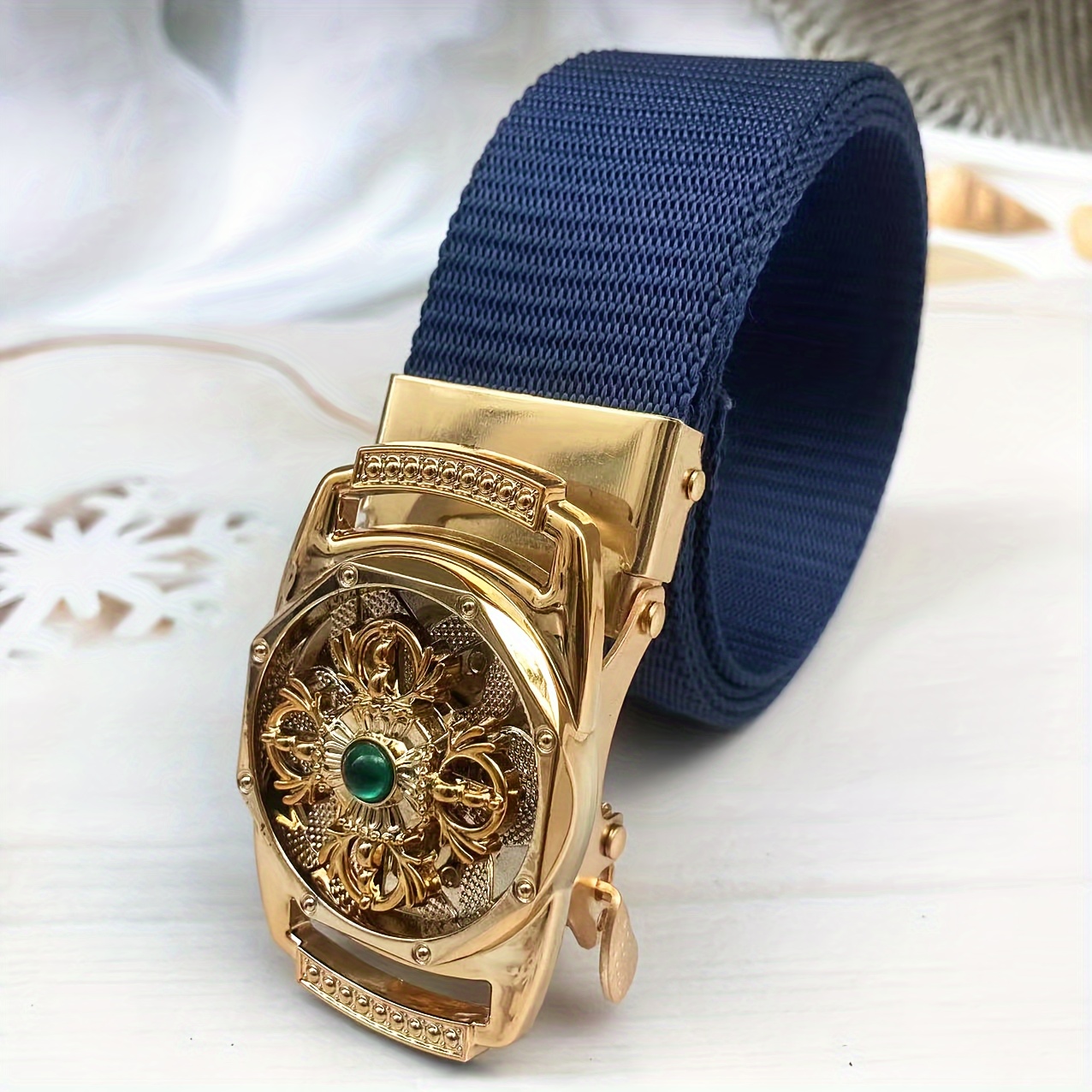 Mens Golden Rotating Toothless Automatic Buckle Belt Mens Outdoor Belt -  Jewelry & Accessories - Temu