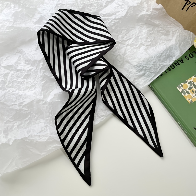 2.4'×18.2' Narrow Long Strip Thin Scarf Black & White Flower Geometric  Stripes Print Hair Tie Elegant Neckerchief Scarves - Temu United Arab  Emirates