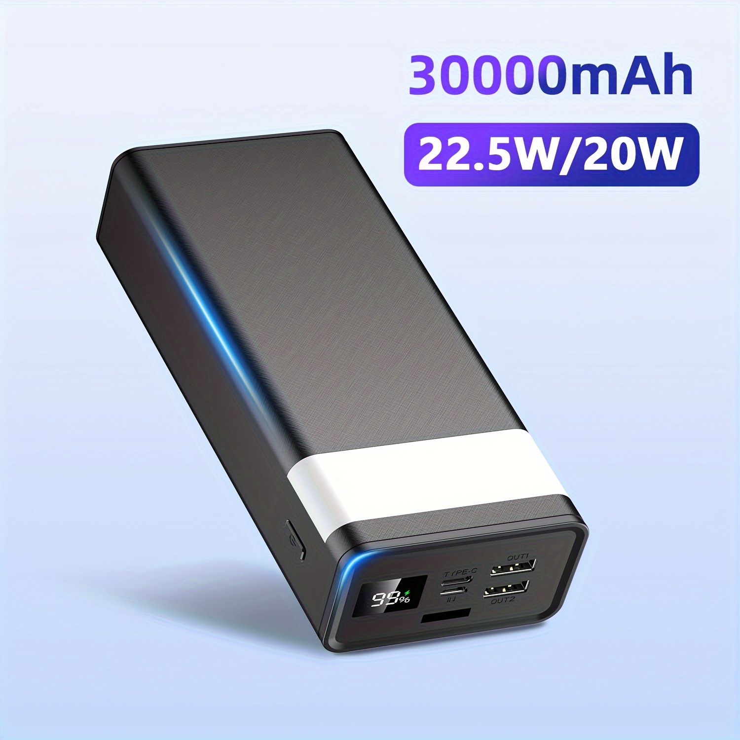 Cargador solar 20000mAh Banco de energía solar impermeable portátil  cargador de batería de reserva externo incorporado dual USB/linterna para  todos