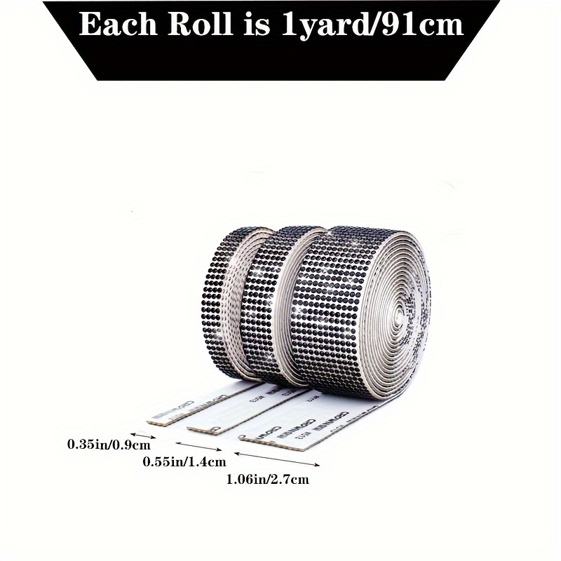 Image of 3pcs Self-adhesive Rhinestone Ribbon Rolls - 3 Yards Each, Sparkling Crystal Sticker Tape For Diy Crafts, Car & Clothing Decor, Wedding Party Supplies, Vase Embellishments, And ,halloween,christmas