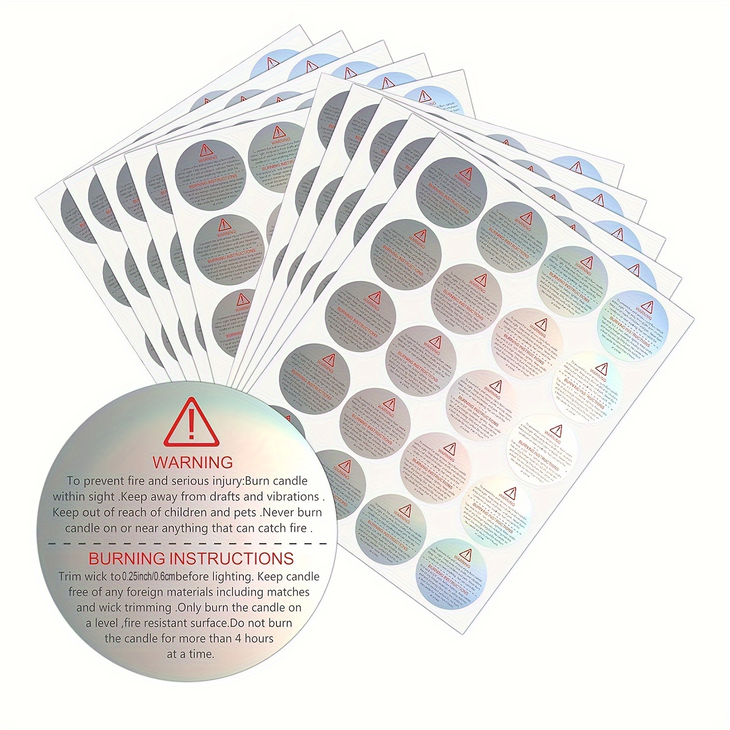 400pcs Candle Label , 2 Inch Candle Warning Stickers, Waterproof