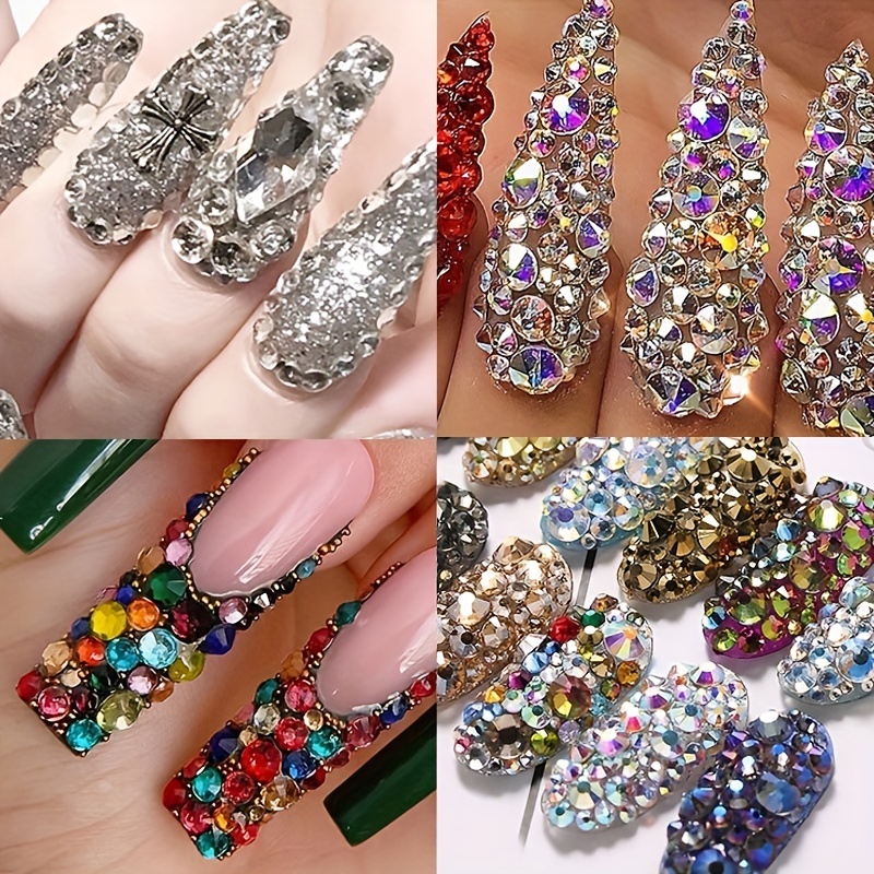 Artificial Rhinestones Nail Gems Flat Back Artificial - Temu