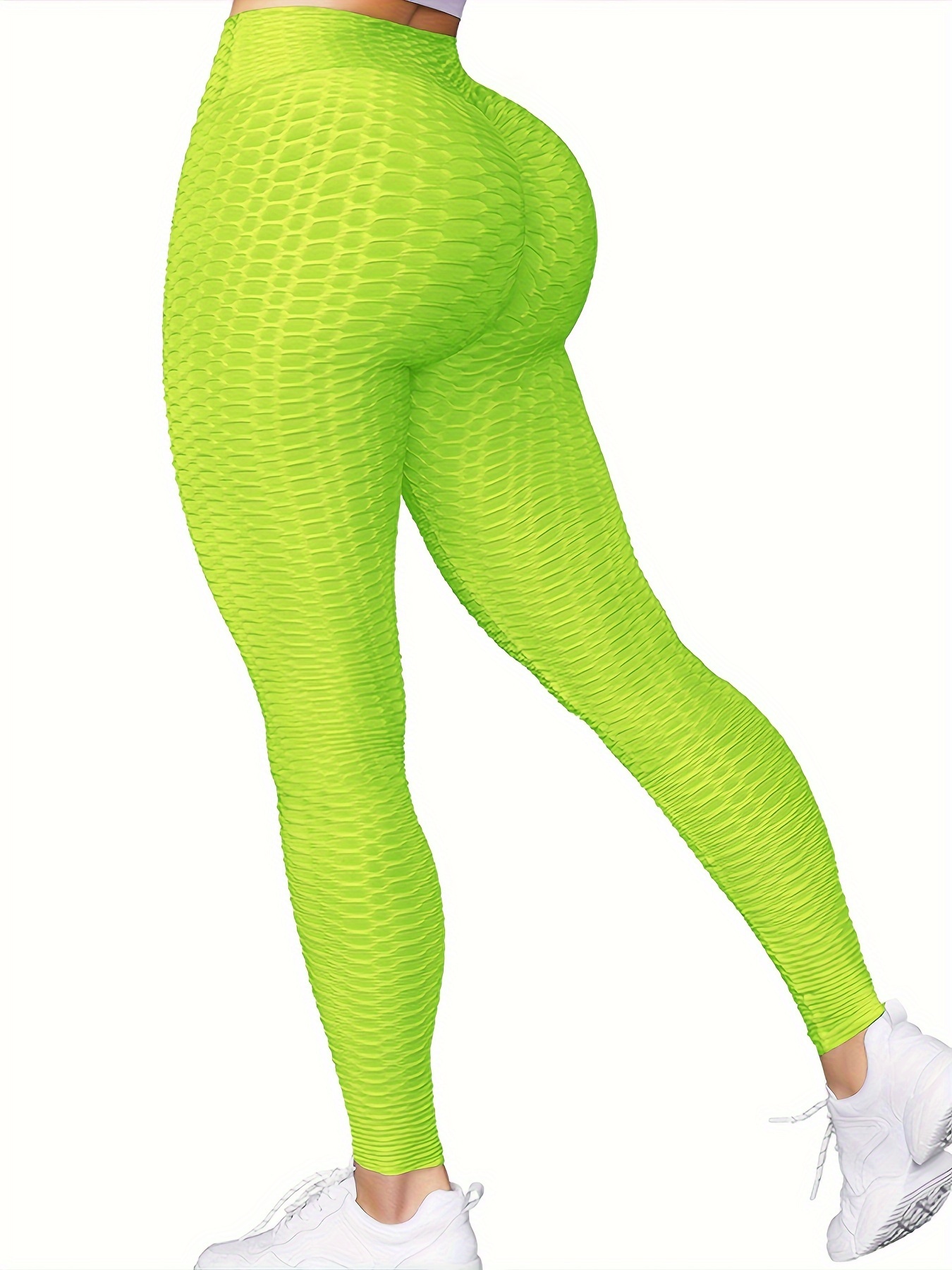 Solid Honeycomb High Waist Shaping Leggings Comfy Breathable - Temu