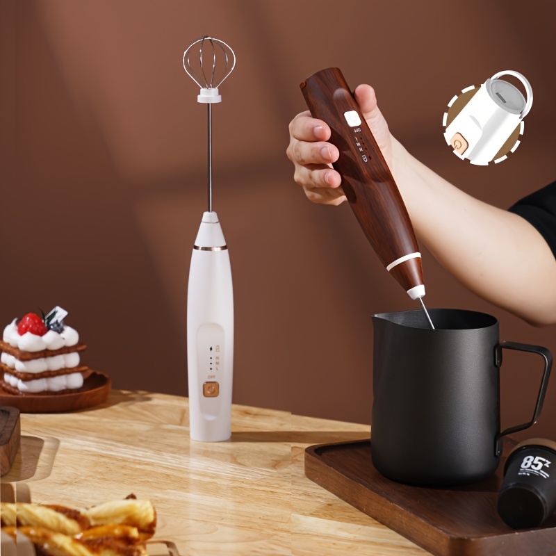 Milk Frother, Handheld Electric Egg Whisk USB Rechargeable Foam Maker with  Stainless Steel Whisks & 3 Speed Adjustable Egg Beater Mini Blender Drink
