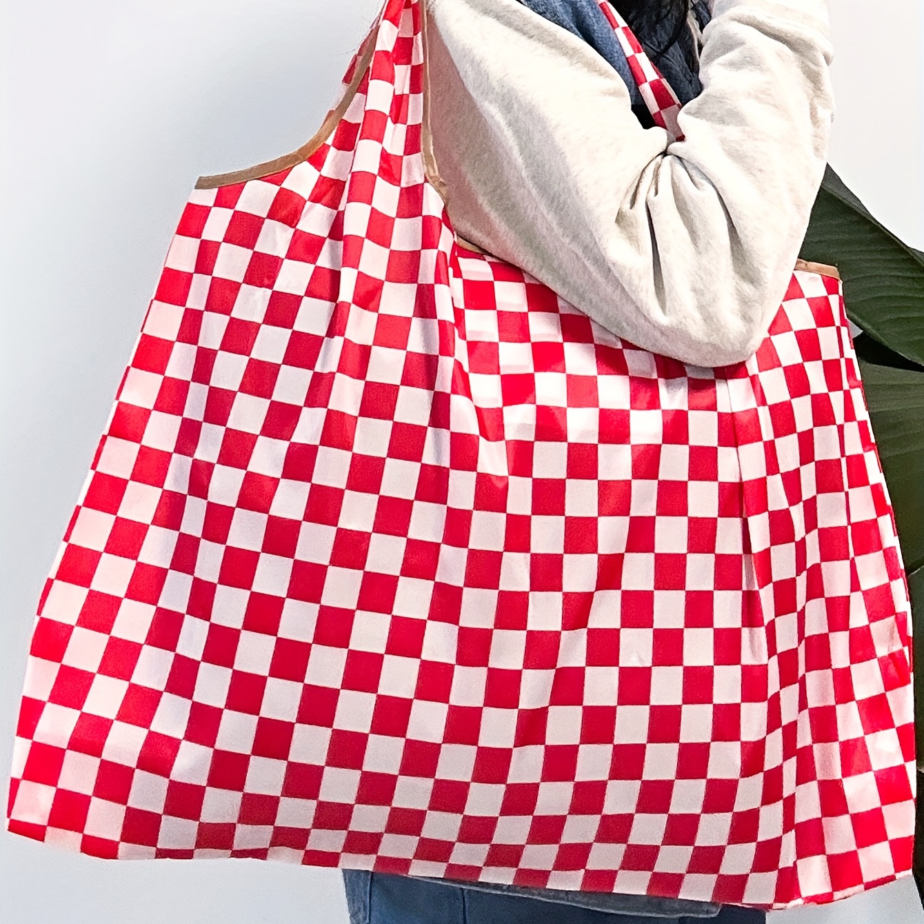 All Over Plaid Pattern Shoulder Bag, Versatile Storage Bag