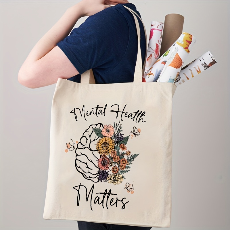 Mental Health Matters Tote Bag Inspirational Gift Aesthetic - Temu