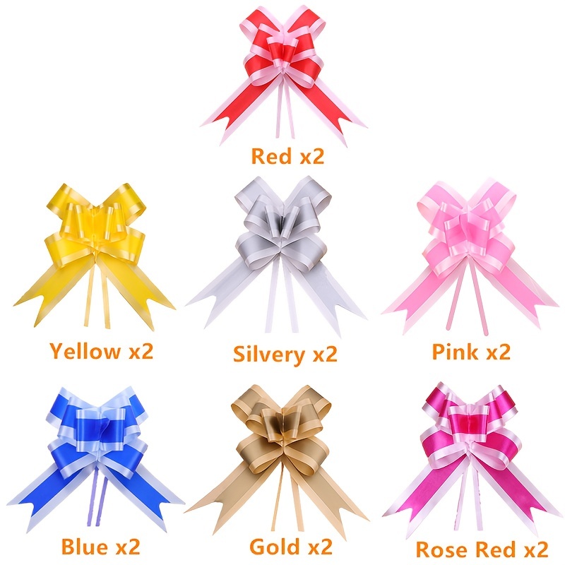 14pcs Strip Pull Bows 5.5inch Large Pull Bows Ribbon Perfect For Gift Box And Bag Wrapping, Basket Decoration, Christmas Tree Decor, Weddings, Birthdays And Party