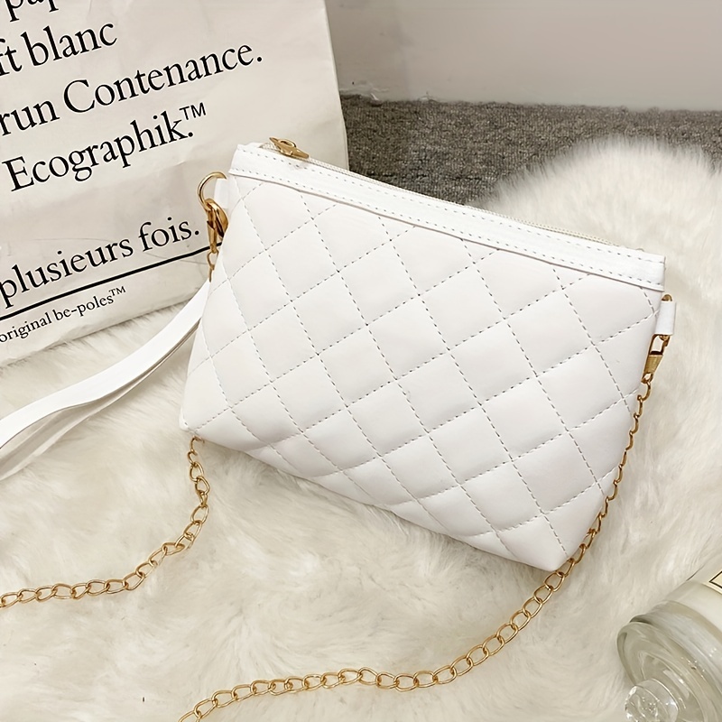 Retro Fashion Shoulder Bag Solid Color Women Crossbody Bag PU Leather  Handbags Lingge Embroidery Females Chain Small Square Bag
