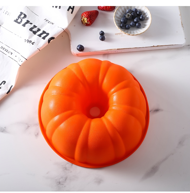 1pc 9.65 Inch Silicone Pan Pumpkin Shaped Food-Grade for Fluted Tube Cake  Making Non-Stick Round Baking Tools Kitchen Gadgets for Cake Birthday Party  Bread Large Cake Pan Chiffon Cake Mould Pastry Mousse