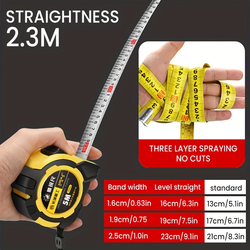 Tape Measure, Self-locking Steel Tape Measure Box Ruler Telescopic Meter  Ruler, Tpr Two-color Rubber-coated Fall-resistant Ruler Metric Imperial -  Temu