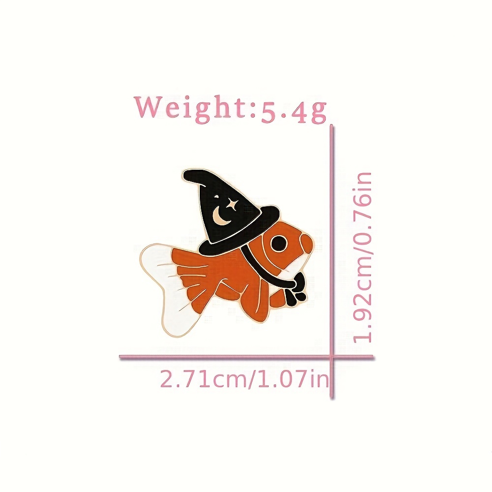 Cartoon Lucky Goldfish Lapel Pins Magic Wizard Fish Brooches