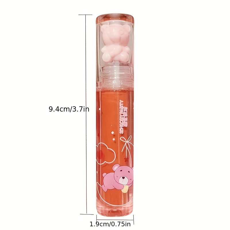 6 Colors Cute Bear Mirror Lip Gloss Moisturizing Long - Temu