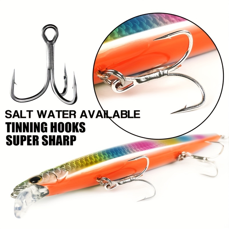 Floating Minnow Bait Treble Hooks Fishing Lure Accessories - Temu