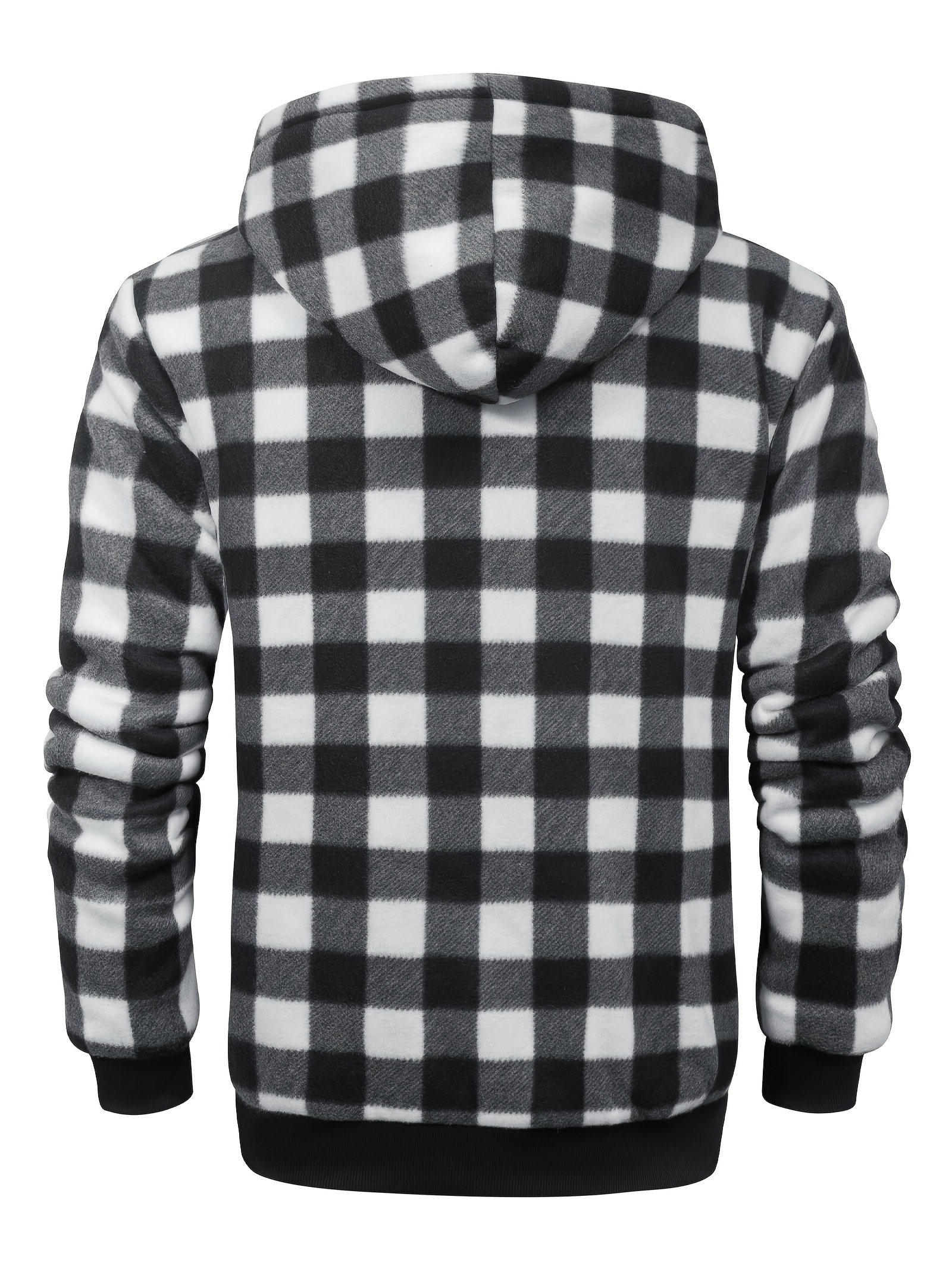 Men s Plaid Fleece Lined Hooded Warm Thick Jacket Casual Temu