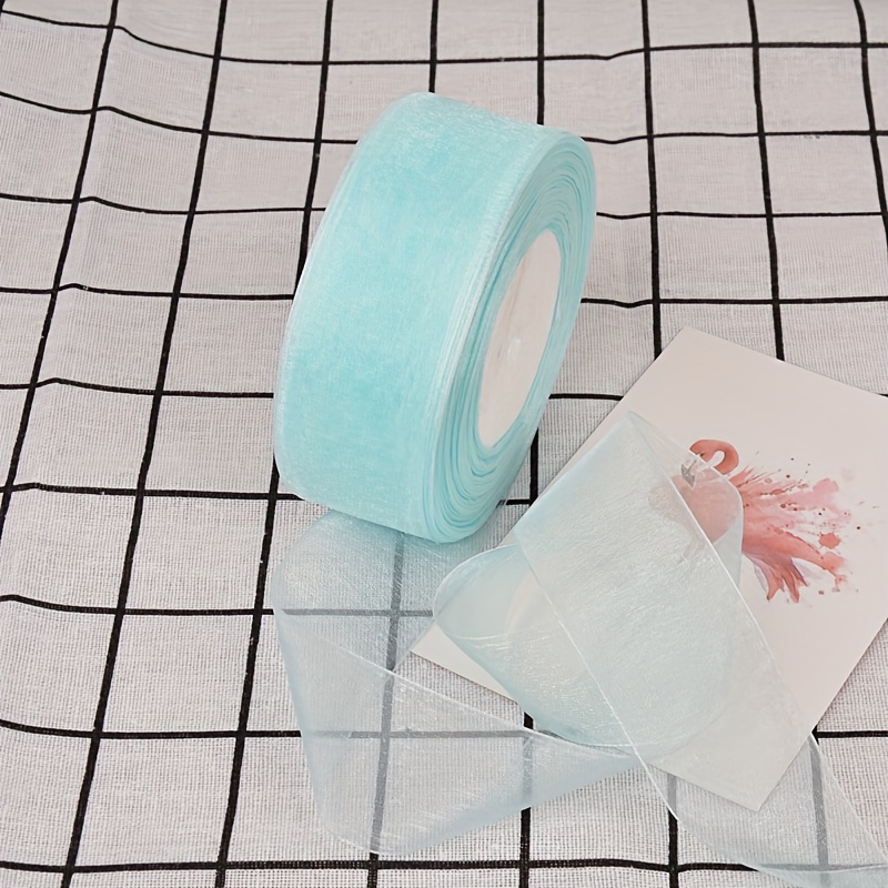 Nastro Organza DMiotech 50 Iarde – 1/4 Pollice, Blu Scuro, Con Filo, Per Regali E Fiori - 3