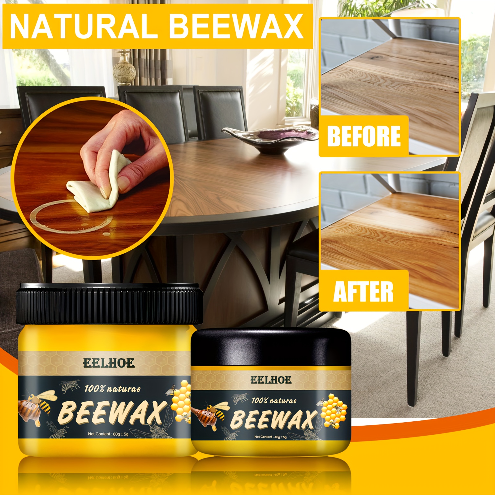 1x Beeswax Furniture Polish Wood Seasoning Beewax Natural Wax