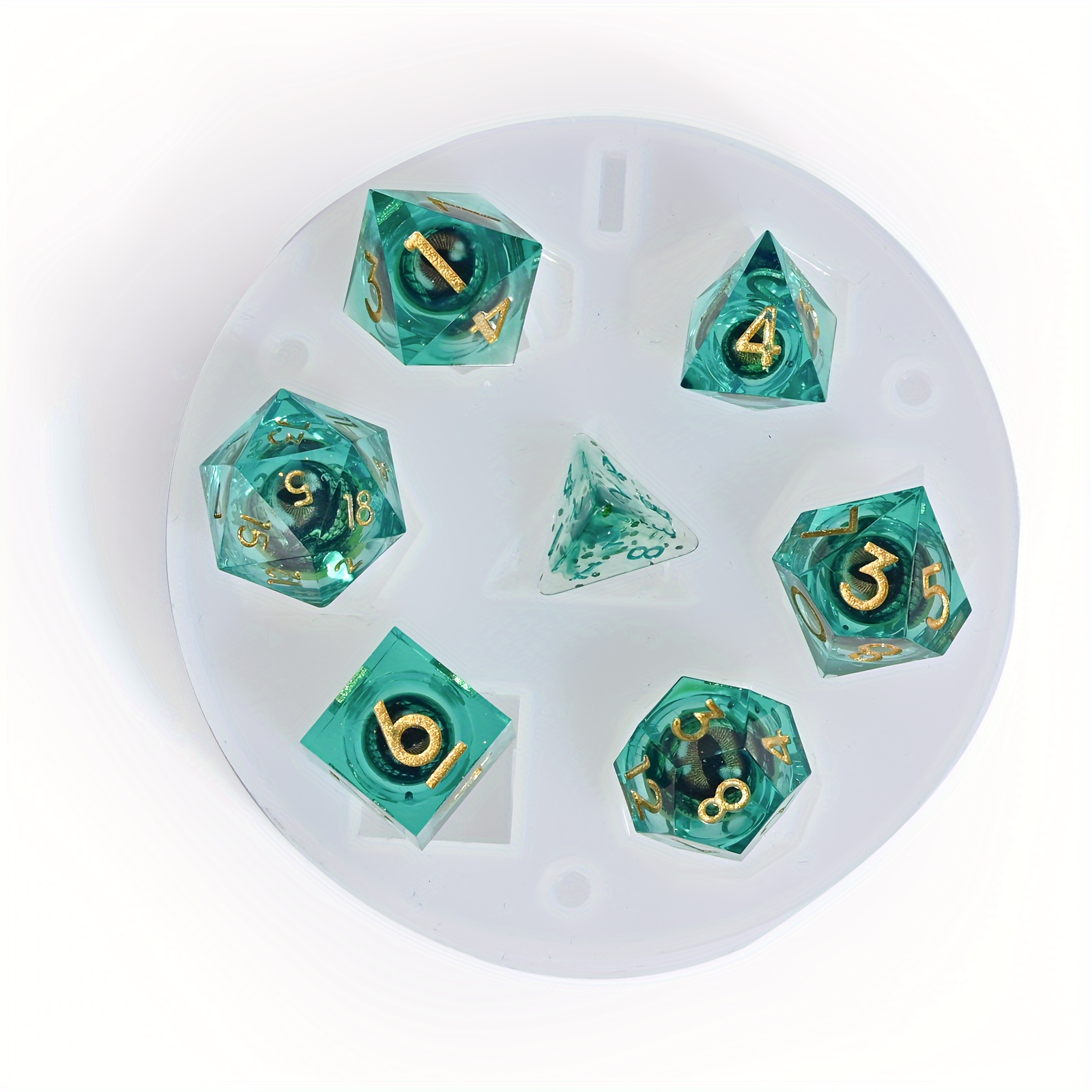 7pcs Polyhedral Pointed Dice Set Silicone Molds