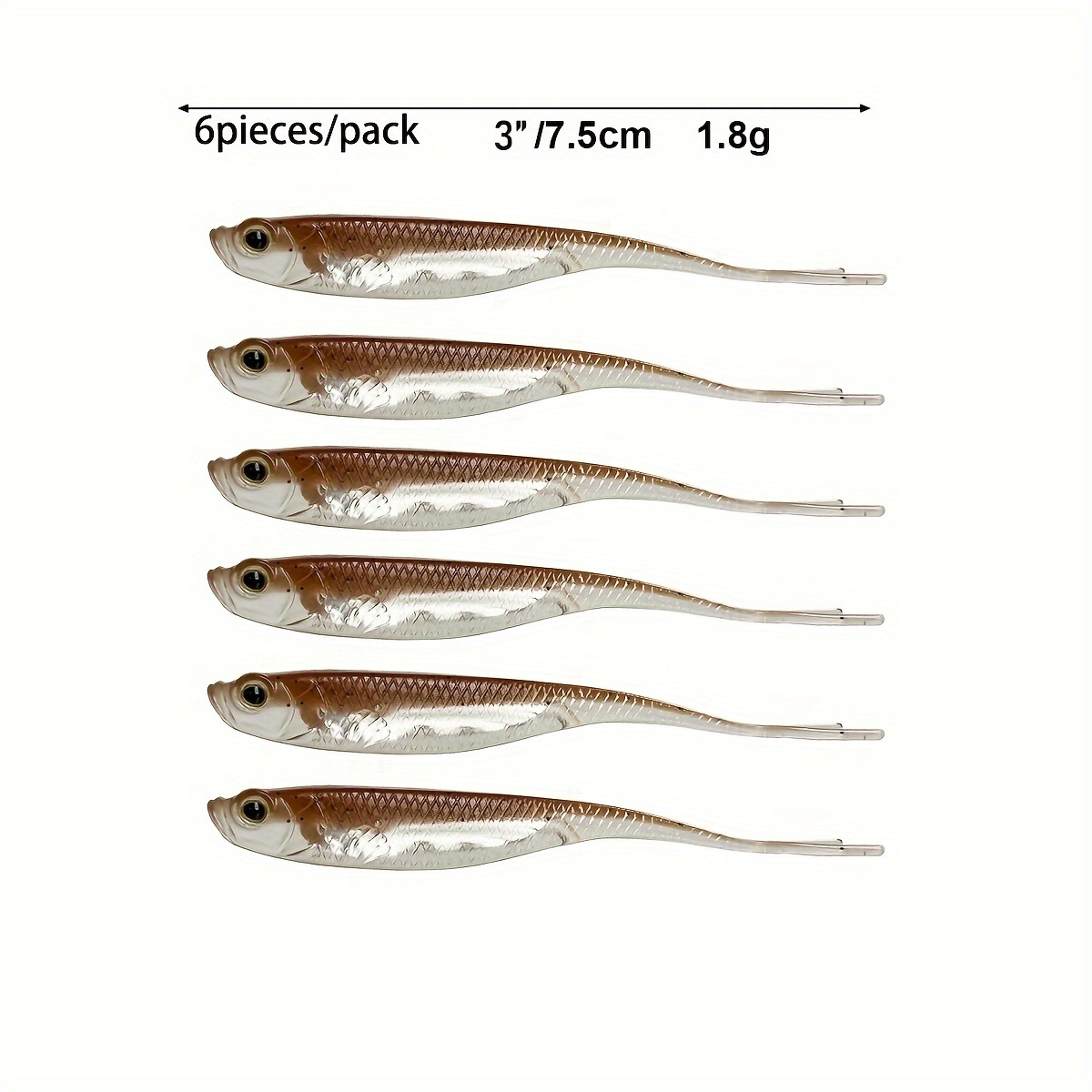 5/6pcs Fork Tail Soft Jerkbait, Minnow Lures, Bass Fishing Lures, Soft  Swimbait For Bass