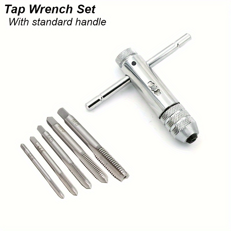 Ratchet Tap Wrench Adjustable T-Handle Tap Wrench with M3-M8 Machine Screw  Thread Metric Plug Tap Machinist Tool for Tap Reamer