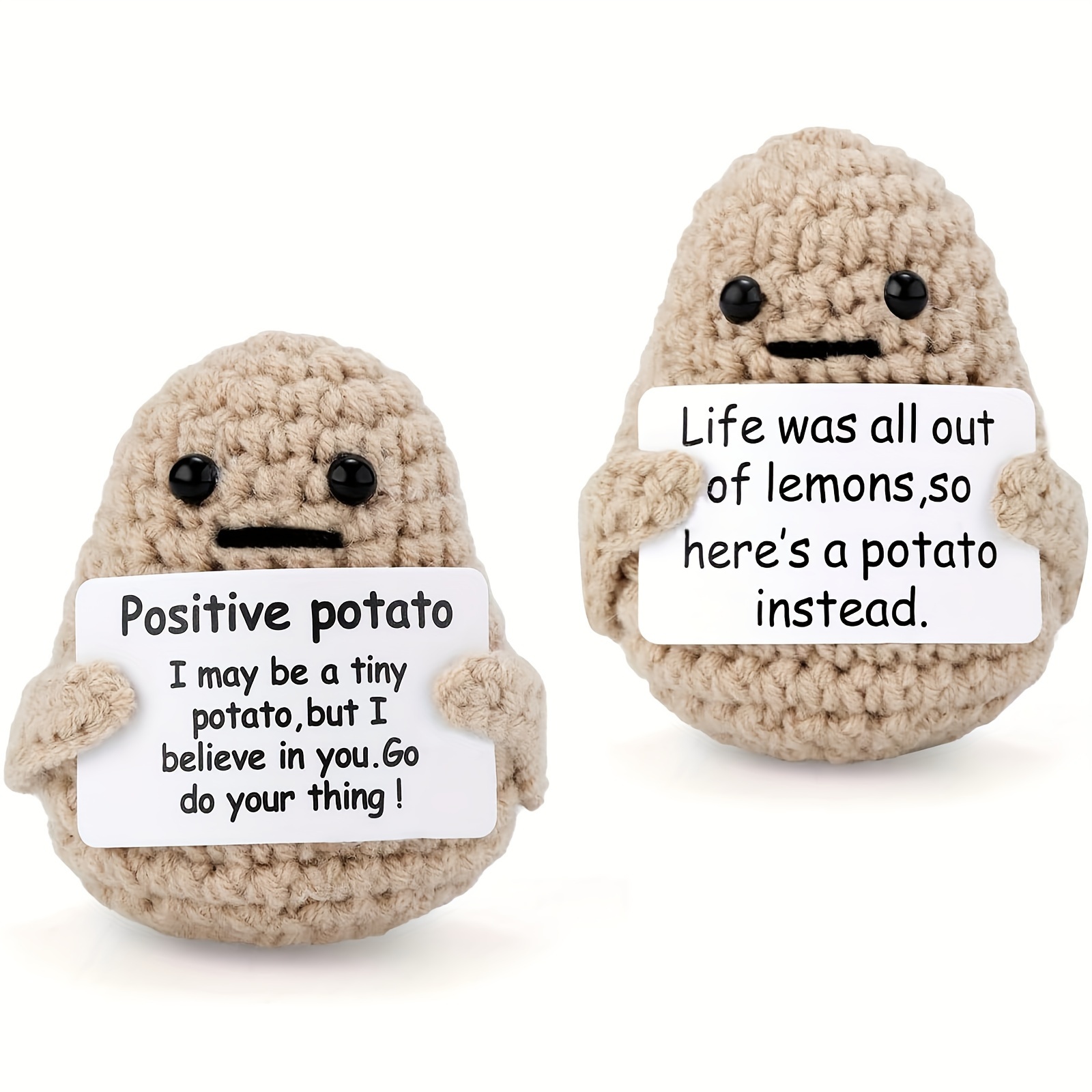 Funny Positive Potato with Positive Card Mini Positive Potatoes Knitting  Inspired Toy Cheer Up Gifts for Friends - AliExpress