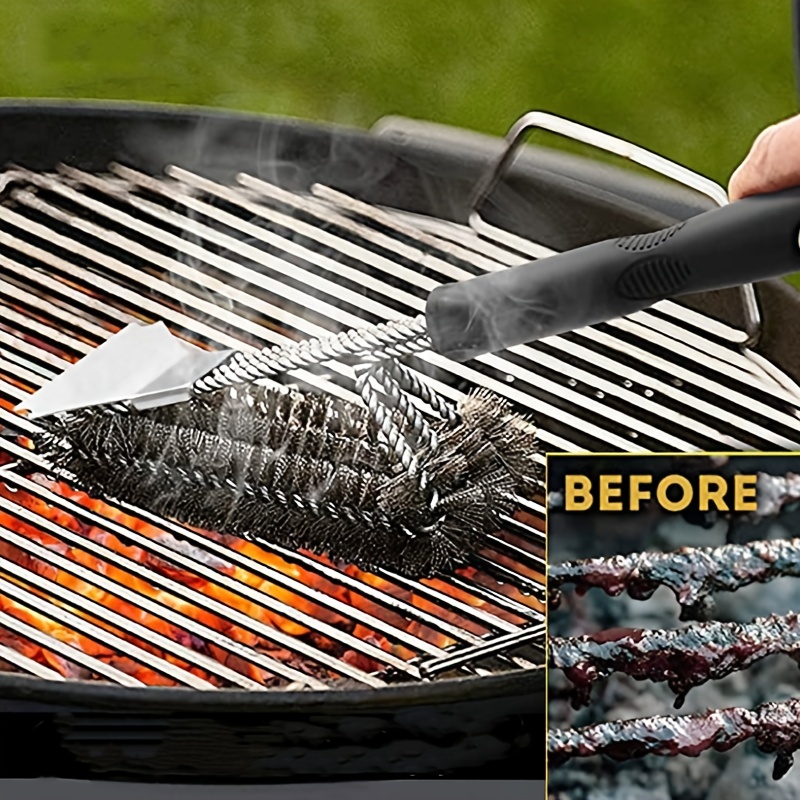 Barbecue Grill Stainless Steel BBQ Brush Wire Bristles Non-stick Cleaning  Brushes With Handle Remove Stains BBQ Accessories - AliExpress