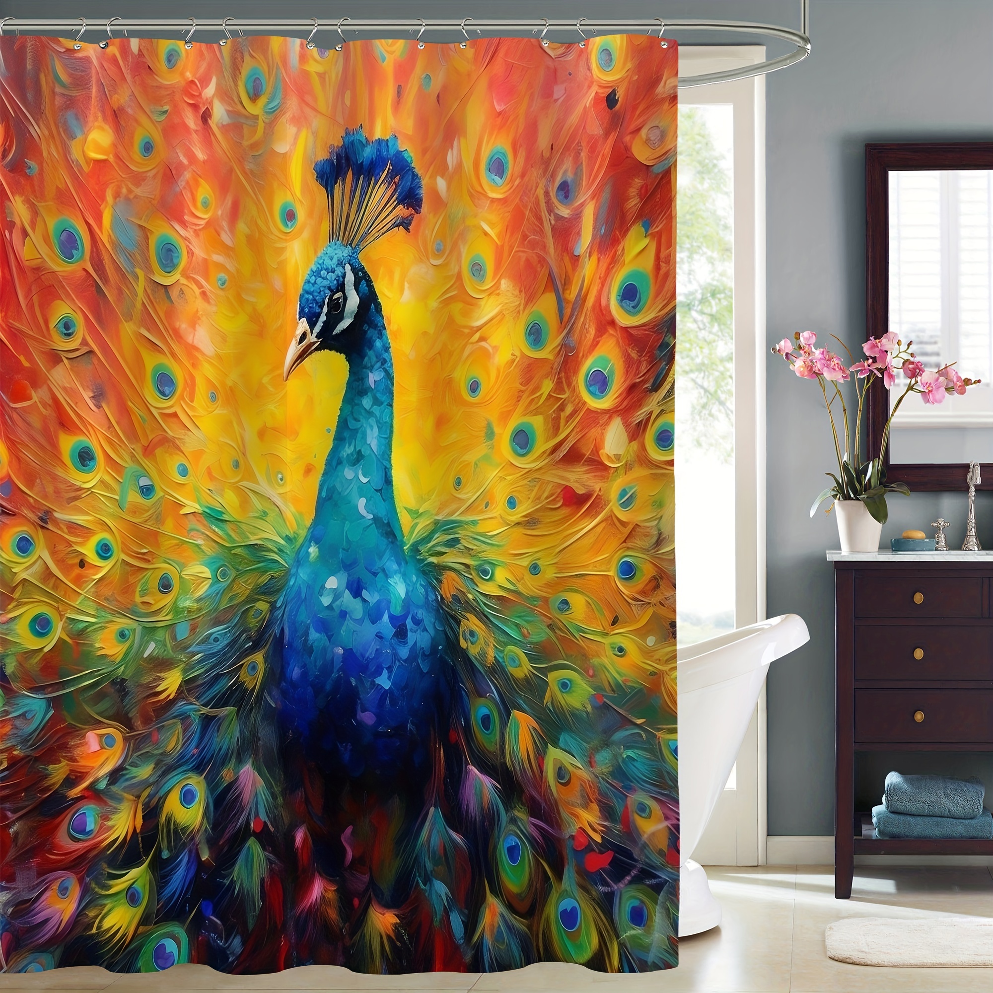 Peacock shower store curtains