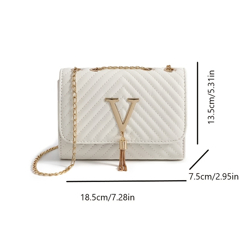 Chevron Quilted Crossbody Bag, Mini Tassel Decor Square Purse, Fashion  Chain Shoulder Bag For Women - Temu United Arab Emirates