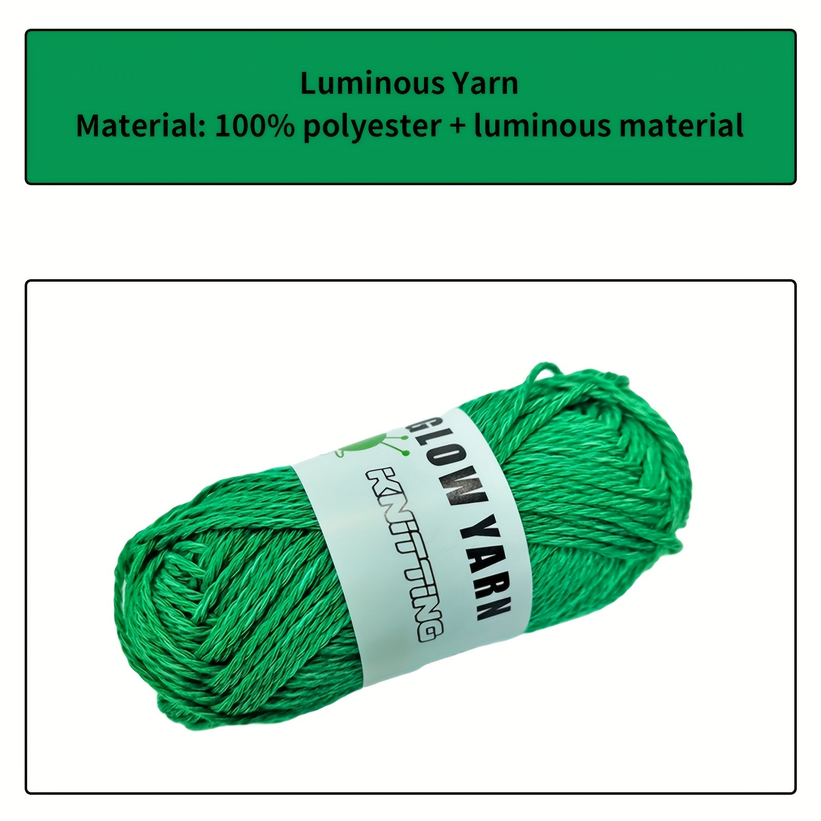  Glow in The Dark Yarn 2 Rolls, Glow Yarn for