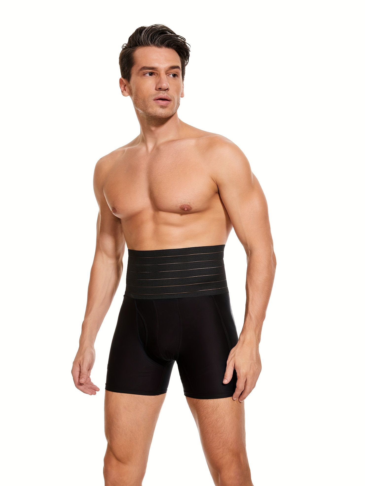 Men High Waist Compression Body Shaper Tummy Control Shorts Thigh