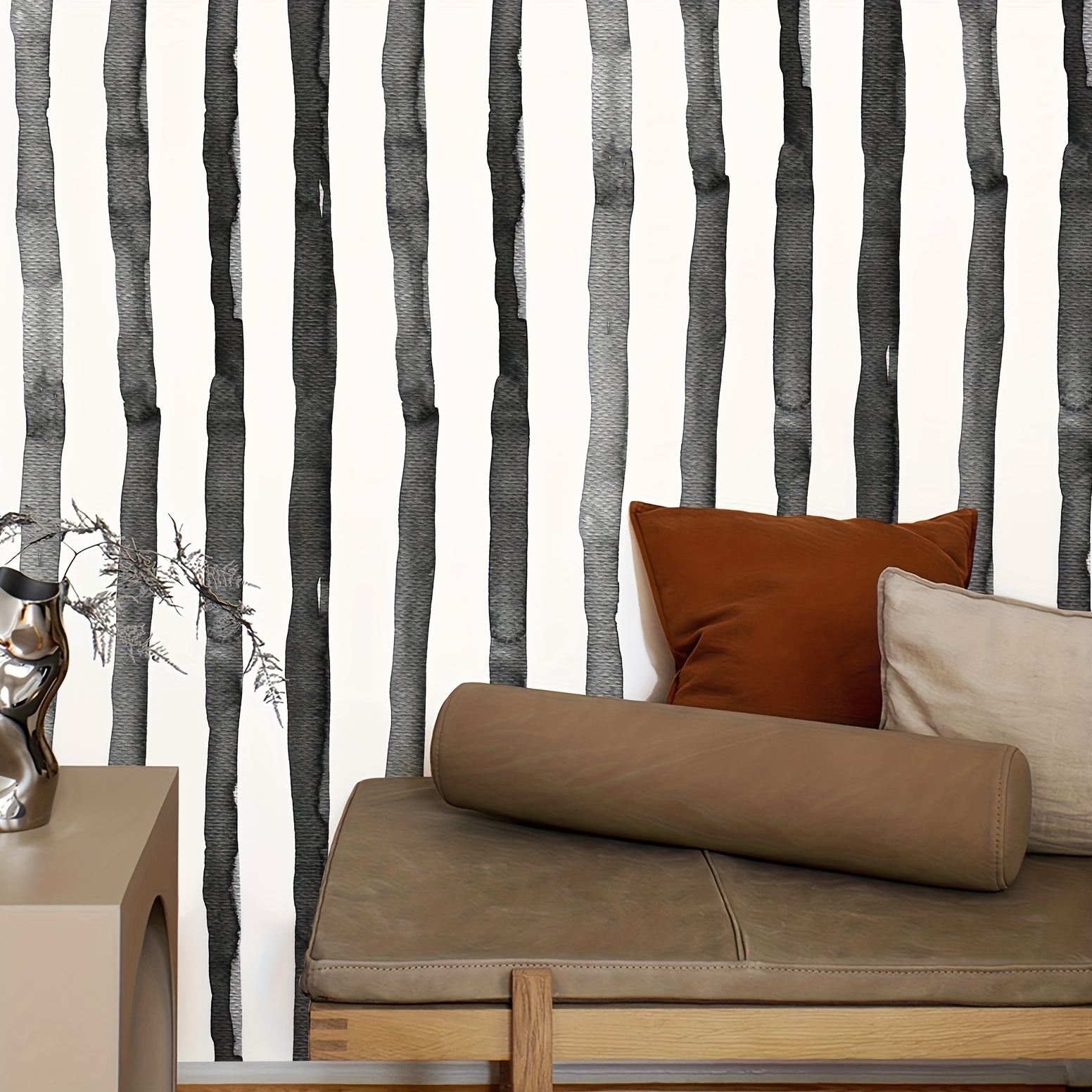 Papel tapiz autoadhesivo de vinilo blanco y negro a rayas para despegar y  pegar, papel tapiz para paredes, muebles, gabinetes, dormitorio, cocina