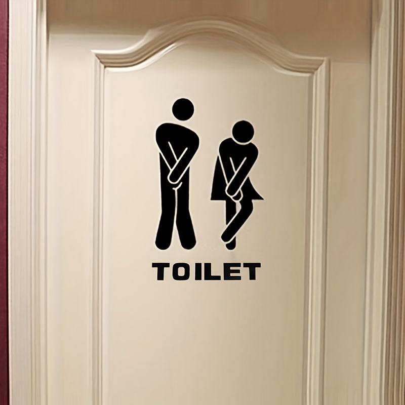 1pc Vinyl Sticker Funny Toilet Entrance Sign Decal Bathroom Door Decor