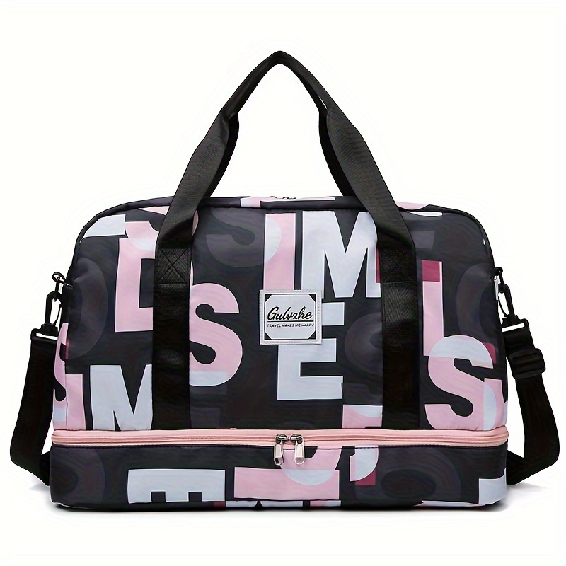 TEMU Letter Independent Shoe Storage Travel Bag, Wear-resistant Handbag Shoulder Crossbody Multi-functional Large Capacity Outdoor