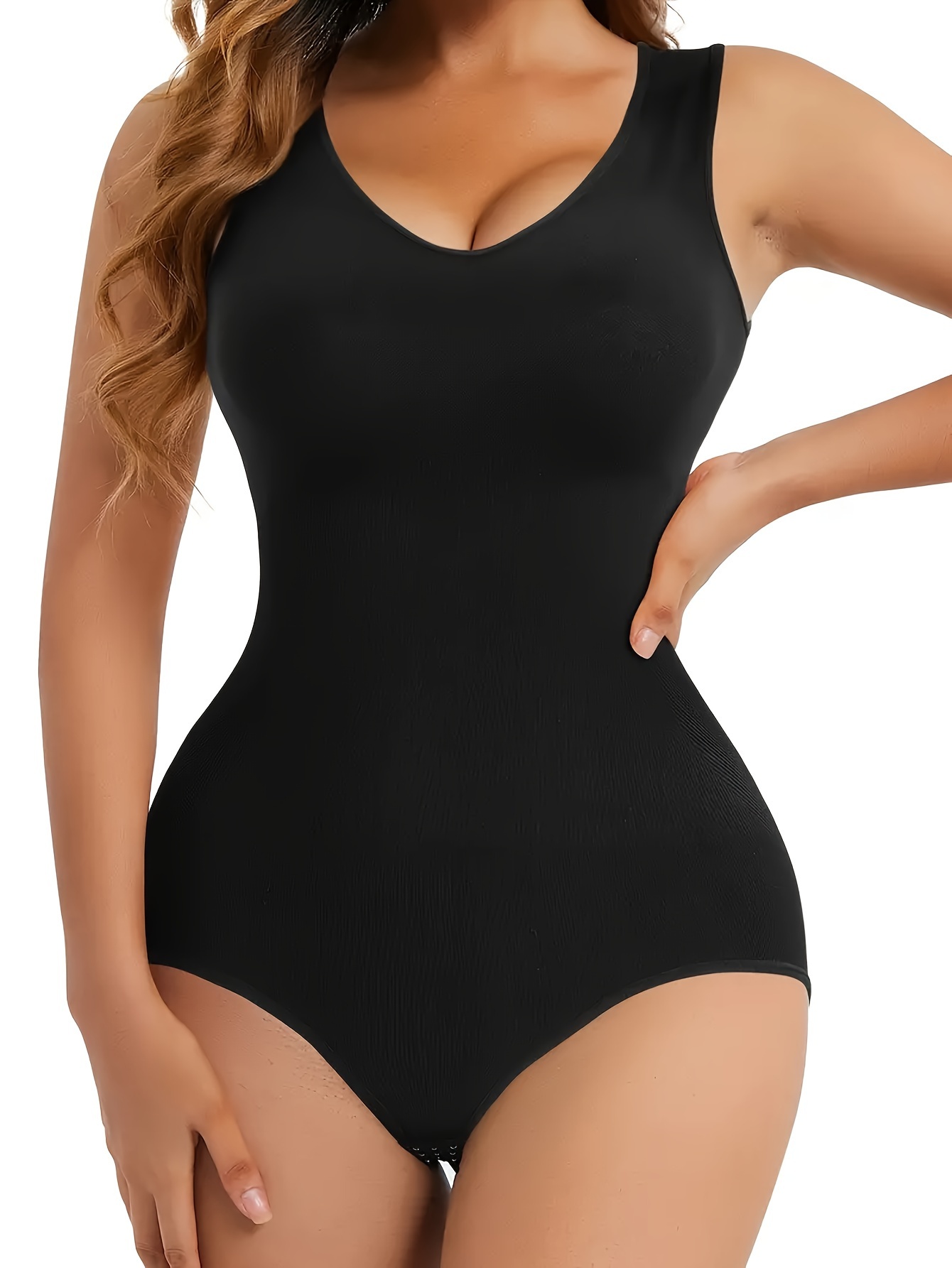 Solid Seamless Shaping Thong Bodysuit Simple Soft Tummy - Temu