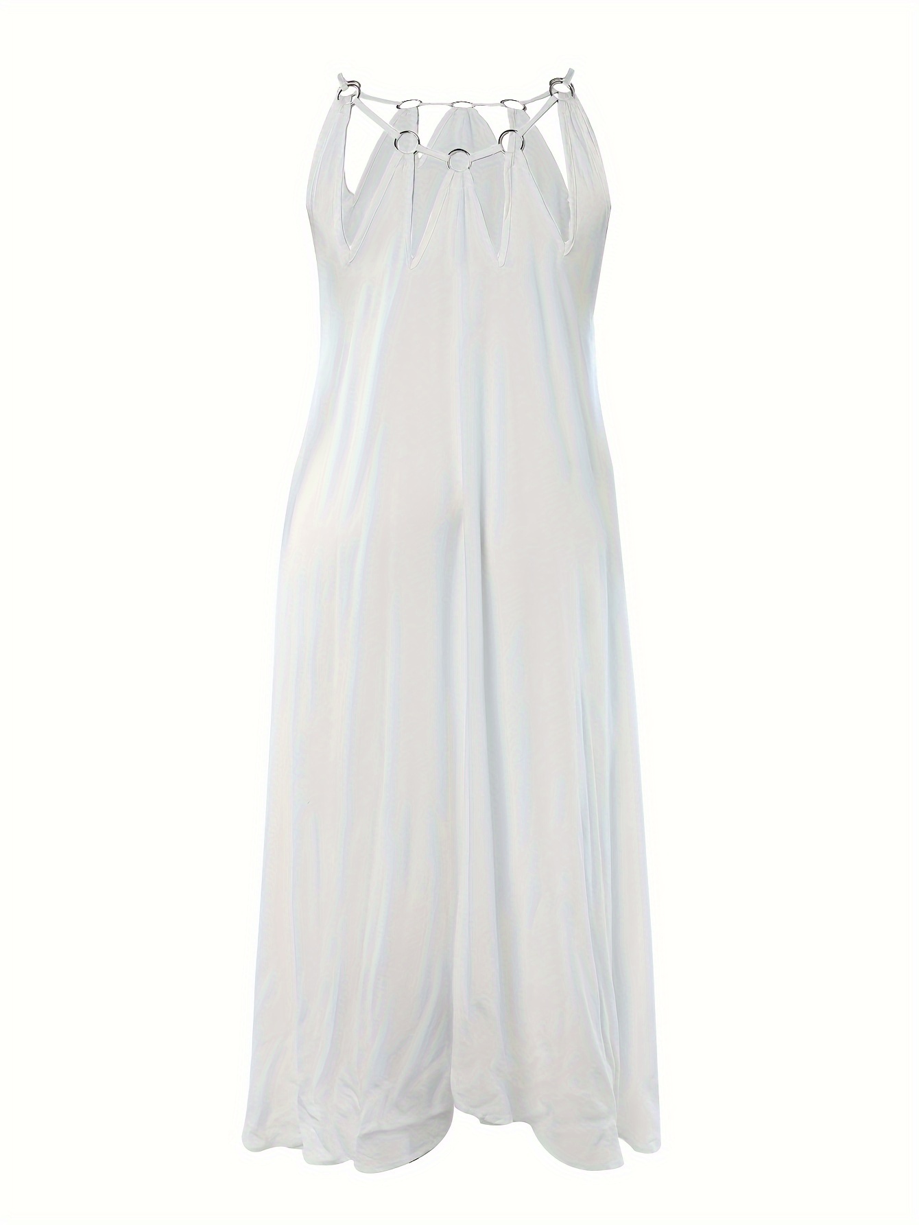 Sexy Plus Solid Halter Dress Asymmetric Trim M