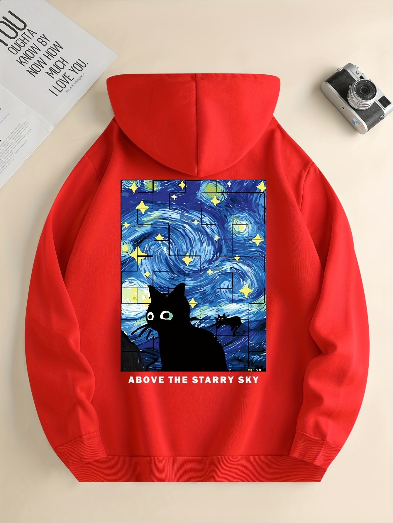 Starry Sky Black Cat Print Hoodies Men Graphic Hoodie Temu